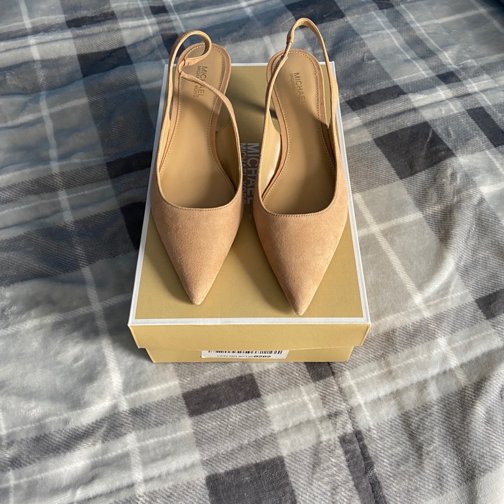Michael Michael Kors Page suede sling heels. Size 5.5. New in box.